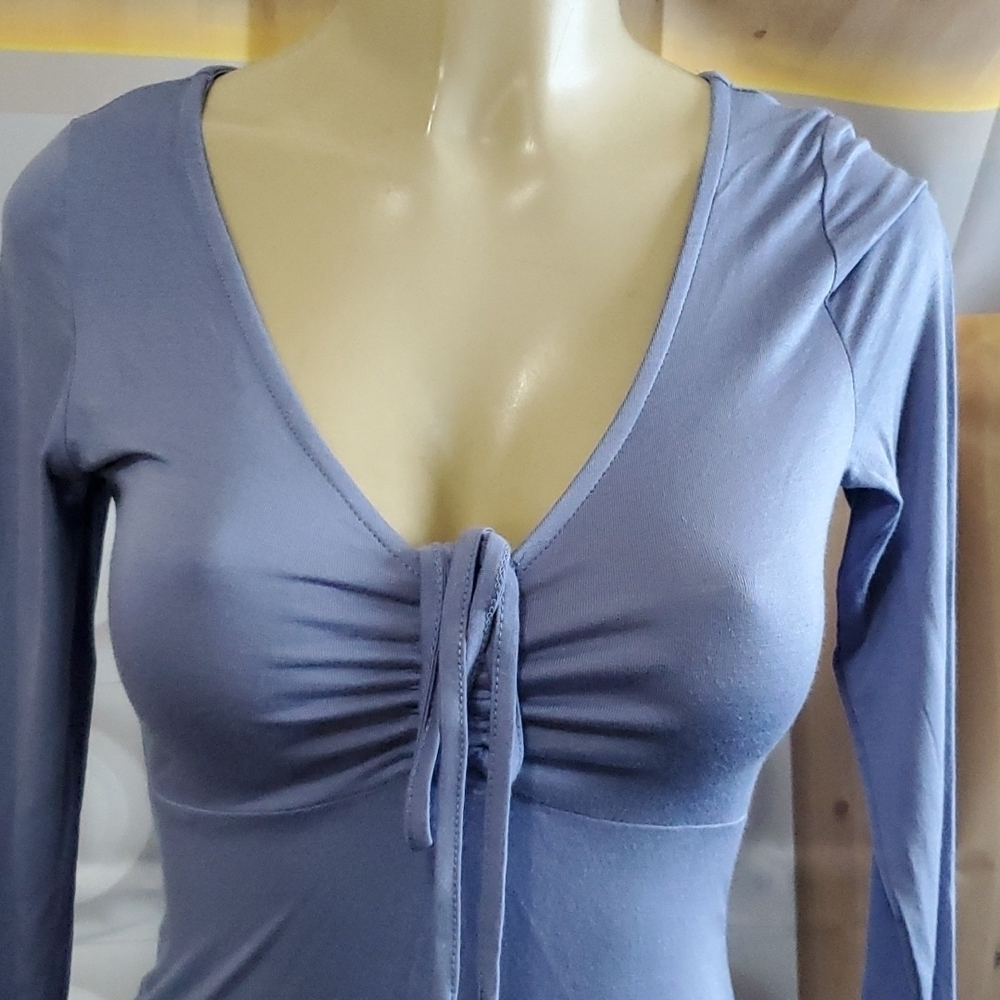NWT Pret-a-porTEE Cinched Front long sleeve top Size XS - Picture 2 of 5